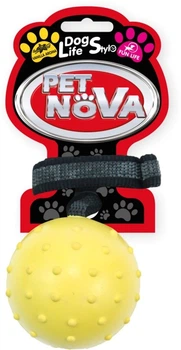 Іграшка для собак Pet Nova М'яч з ремінцем Pet Nova 6 см жовтий (RUB-ROPEBALL-M-YL) (5904378732370)