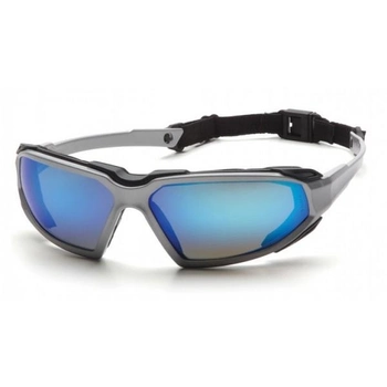 Очки защитные с уплотнителем Pyramex HIGHLANDER Silver Anti-Fog, синие зеркальные