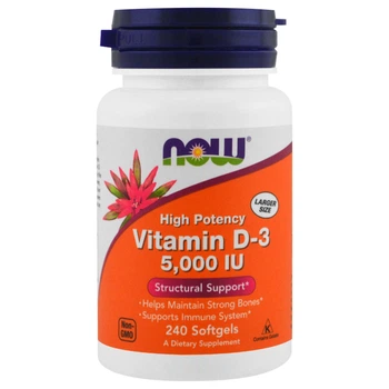 Вітаміни Now Foods Вітамін D-3 5000IU 240 желатинових капсул
