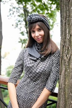 Шарф великий "Едінбург" теплий MyScarf універсальний сірий у клітку