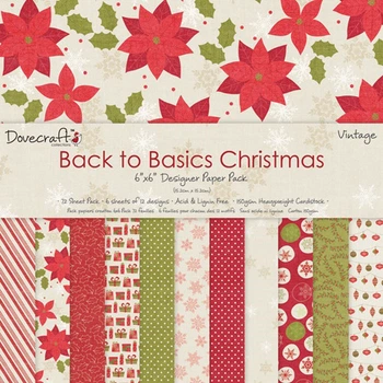 Набір паперу Dovecraft Back to Basics Christmas Traditional 15х15 см 24 листа , артикул DCXDP27