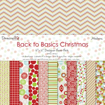 Набір паперу з 12 листів Back to Basics Christmas Modern 30х30 см от Dovecraft, артикул DCXDP28