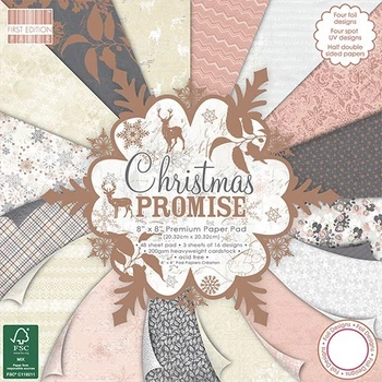 Набір скраппаперу First Edition Christmas Promise, 20х20 см, 16 аркушів, артикул FEPAD126X16