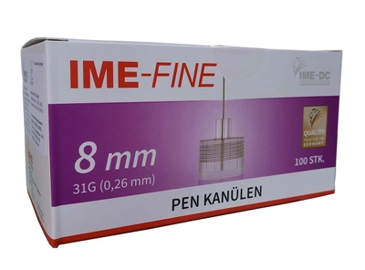 Инсулиновые иглы IME-DC IME-FINE 8мм 31G 100 штук (ИМЕ-ФАЙН)