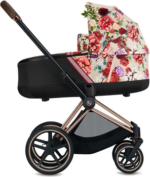 Коляска для новорожденных Cybex Priam Fashion Edition Spring Blossom Light light beige шасси Rose Gold