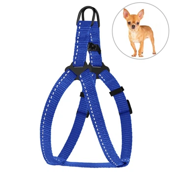 Шлея для Собак Мелких Пород BronzeDog Active Нейлоновая со Светоотражением Синяя 23-30 см (68/1302)