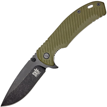Нож складной SKIF Sturdy II BSW (длина: 223мм, лезвие: 96мм, черное), оливковый