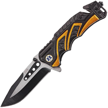 Нож складной SKIF Plus DOC (длина: 206мм, лезвие: 89мм, черное), черный-оранжевый