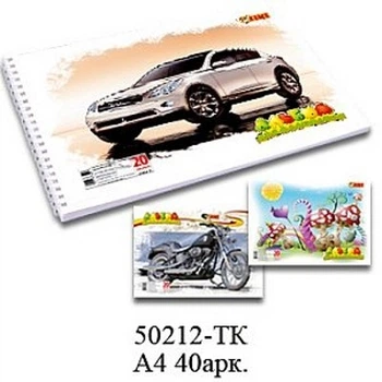 Альбом для рисования А4 40л на спирали 120г/м2 TIKI 50212-TK