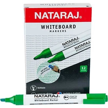 Маркер для доски зеленый скошенный Nataraj WHITEBOARD 12 шт в коробке 210 800 113