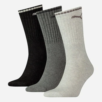 Набор женских носков высоких хлопковых Puma Sport Crew Stripe 90794103 35-38 3 пары Anthracite/Grey (8720245028752)