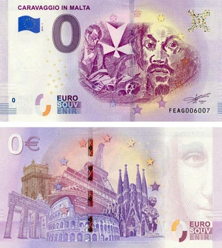 Банкнота Мальта 0 ЕВРО 2019 «Караваджо на Мальте» UNC