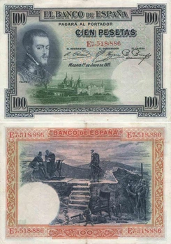 Банкнота Испания 100 песет 1925 F-VF Из оборота (P69)