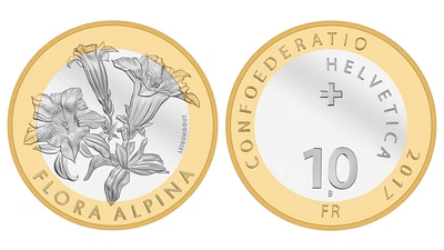 Монета Швейцарія 10 франків 2017 «Флора Швейцарії - Тирлич» UNC