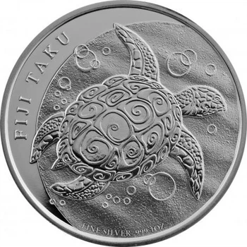 Монета Фиджи 2 доллара 2011 Серебро UNC Черепаха (AG 999, унция, 31,1 грамм)