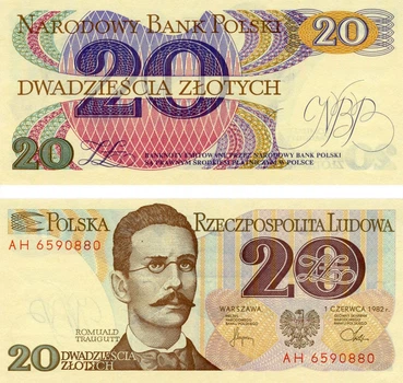 Банкнота Польща 20 злотих 1 982 UNC (P149)