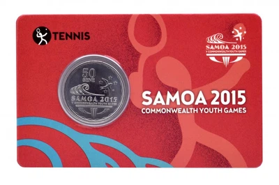 Монета Самоа 50 сене 2015 UNC Спорт Молодёжные Игры Содружества - Теннис