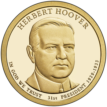 Монета США 1 доллар 2014 P «31-й Президент Герберт Гувер» UNC (KM#573)