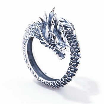 Универсальное винтажное кольцо перстень "Fighting S Dragon" с регулируемым размером