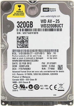 Жесткий диск Western Digital 2.5 AV-25 320Gb Refurbished WD3200BUCT, factory refurbished