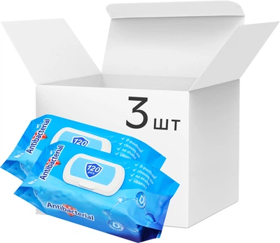 Упаковка вологих серветок Naturelle Antibacterial з D-пантенолом 3 пачки по 120 шт. (2000998938598)