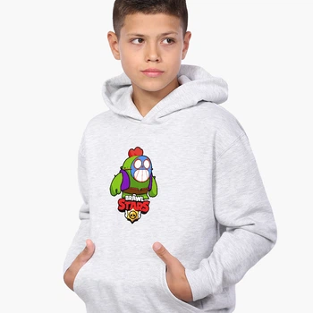 Худи детский Бравл Старс Спайк Эль Примо (Brawl Stars Spike El Primo) Светло-серый меланж (9298-2600) 116 см