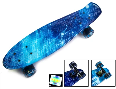 Скейт Penny Board 22" Print "Космос Синій" на LED колесах