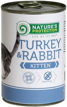 Консервований корм для молодих кошенят Nature\'s Protection Kitten Turkey & Rabbit з індичкою і кроликом 400 г (4771317246349)