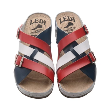 Шлепанцы женские анатомические LEDI Anatomic LED-414, белый/красный/синий, Ledi (38)