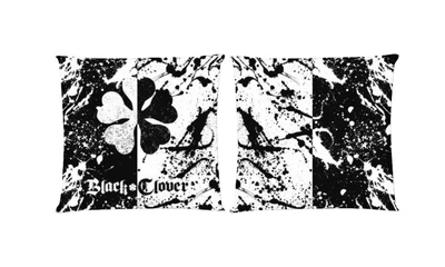 Подушка Black Clover (Черный Клевер) 4 квадратная двухсторонняя стандарт 35 х 35 см - MyTee
