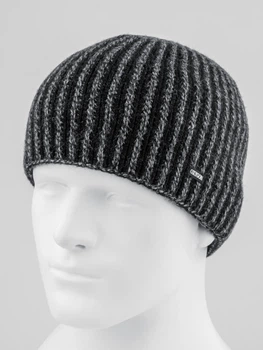 Шапка чоловіча з товстої пряжі DECEMBER-FROST One Size (56-60) Чорний / Сірий