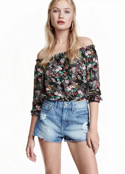 Блуза H&M 44 Черный 0373948_цветы_15
