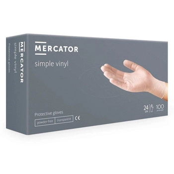 Рукавички вінілові MERCATOR Simple Vinyl неопудрені, розмір S, 100 шт