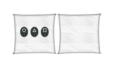 Подушка Игра В Кальмара (squid game masks) квадратная двухсторонняя стандарт 35 х 35 см - MyTee