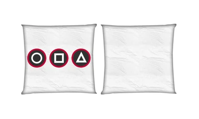 Подушка Игра В Кальмара (squid game minimalism) квадратная двухсторонняя стандарт 35 х 35 см - MyTee