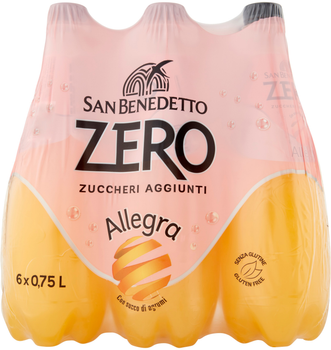 Упаковка соковмісного газованого напою San Benedetto Ginzer Zero Orange без цукру 0.75 л х 6 пляшок (8001620012468)