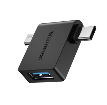 Адаптер Ugreen 2 в 1 Micro USB / Type-C to USB 3.0 OTG Black (30453)