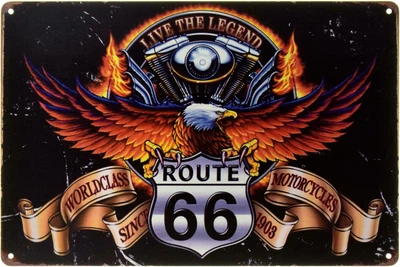 Металлическая табличка "Жизнь Легенды Route 66" (ms-002479)