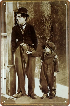 Металлическая табличка "Чарли Чаплин "Малыш, 1921"" (ms-001838)