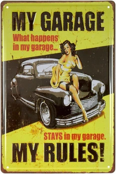 Металева табличка "Мій Гараж, Мої Правила (Pin Up)" (ms-001543)