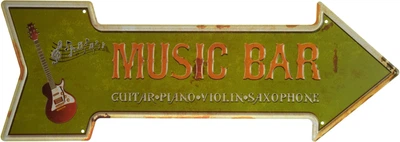 Металева табличка "Музичний Бар (Гітара - Фортепіано - Скрипка - Саксофон)" (ms-001995)