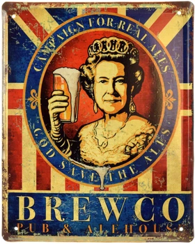 Металлическая табличка "Brewco (C Елизаветой II)" (ms-001065)