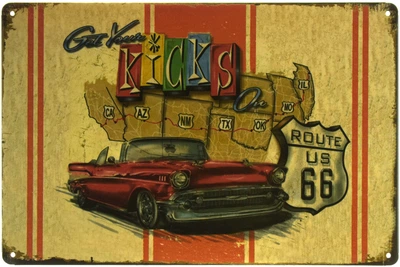 Металева табличка "Get Kicks On Route Us 66" (ms-001424)