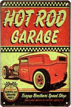 Металлическая табличка "Hot Rod Garage (Speed And Power)" (ms-001603)