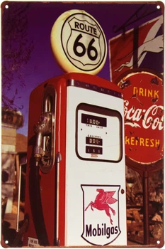 Металлическая табличка "Бензоколонка Mobilgas" (ms-002325)