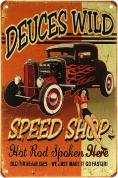 Металлическая табличка "Speed Shop (Hot Rod Spoken Here)" (ms-002284)