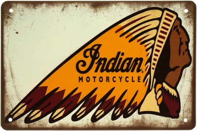 Металлическая табличка "Indian (Логотип, Белый Фон)" (ms-003190)