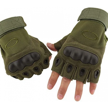 Чоловічі рукавички тактичні Oakley безпалі зелені розмір М коло долоні 19-21 см (EI-711-V)