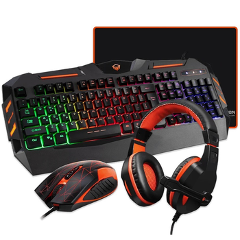 Игровой комплект Meetion MT C500 (клавиатура, мышь, наушники, коврик) геймерский набор
