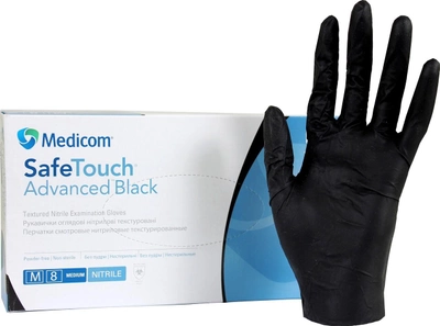 Рукавички нітрілові Medicom SafeTouch Black M чорні 3,6 гр 100 шт (000133)